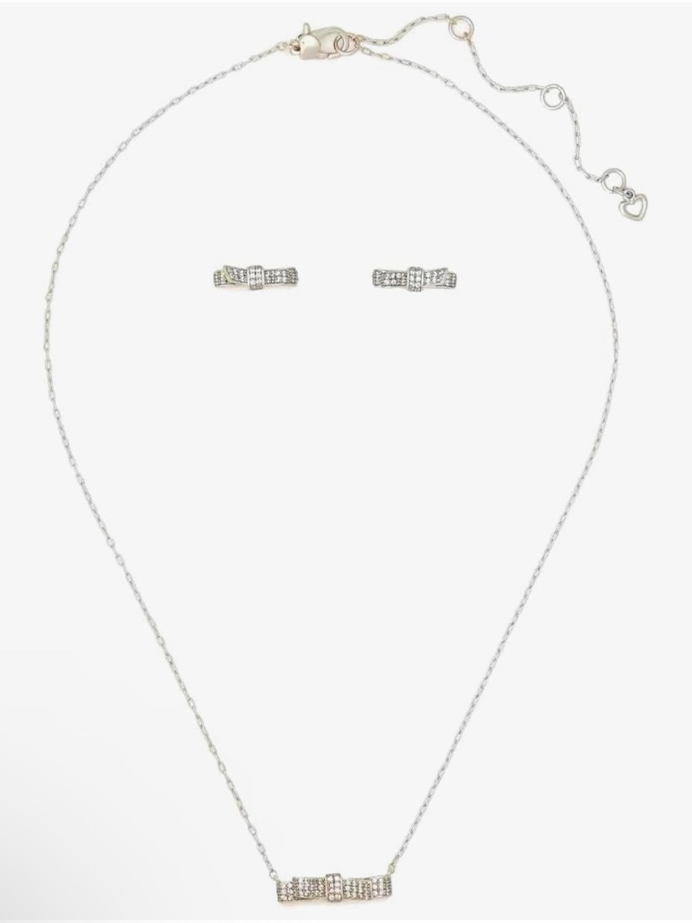Kate Spade  Silver Bow Necklace with Matching Earrings - Picture 2 of 2